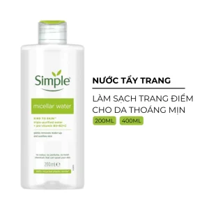 Nước Tẩy Trang Simple Micellar Cleansing Water 200ml / 400ml - Dịu Nhẹ Cho Da Nhạy Cảm